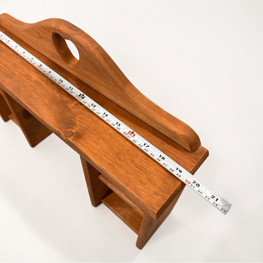 Vtg 1980 Heart Cutout Solid Wood Wall Display Shelf Organizer W/ Hooks & Cubbies - Picture 10 of 16